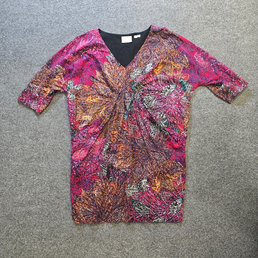Edme Esyllte Dress Womens XS Pink Abstract Art Short Sleeve Boxy Anthropologie